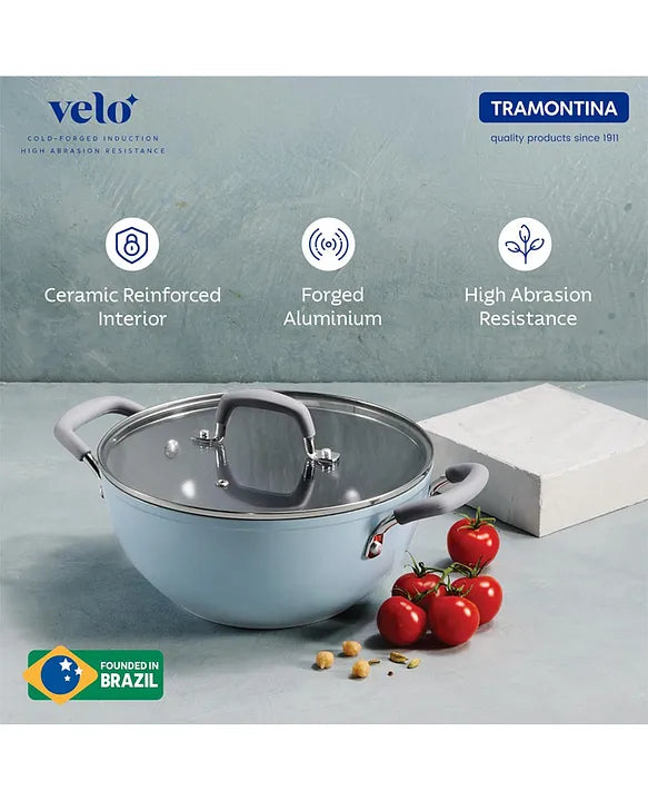 TRAMONTINA Velo 24cm/3.6L Forged with Ceramic Reinforced Interior Kadai 