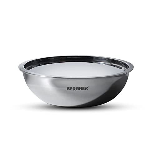 Bergner Argent TriPly Stainless Steel 20 cm Tasra with Stainless Steel Lid, 1.5 LTR Tasla with Lid, Food Safe, Flared Rim, Durable, Dishwasher Safe, Induction Bottom and Gas Ready, 5-Year Warranty