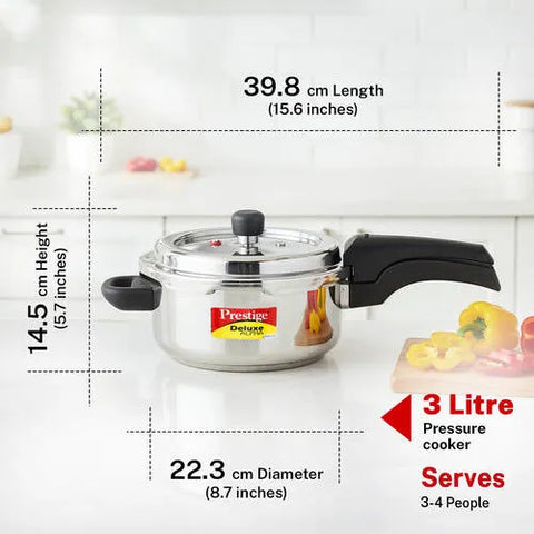 Prestige Deluxe Alpha Svachh Stainless Steel Spillage Control Mini Handi Pressure Cooker, 3 L (Silver)