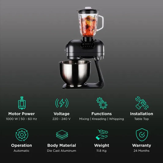 HAFELE Klara Highline 1000 Watt 1 Jar Stand Mixer (Beater Function, 535.43.274, Gothic Grey)