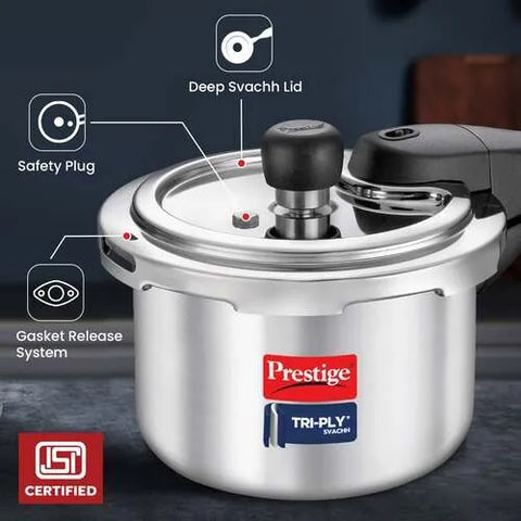 Prestige Svachh 1.5 Litre Pressure Cooker - Deep Lid Spillage Control