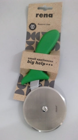 Rena 4-Inch SS Pizza Wheel - Heavy Duty Cutter with Green Grip