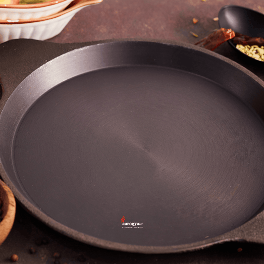 Aarogyam Cast Iron Fish Fry Pan Tawa – 25cm Non-Stick, Durable Cookware