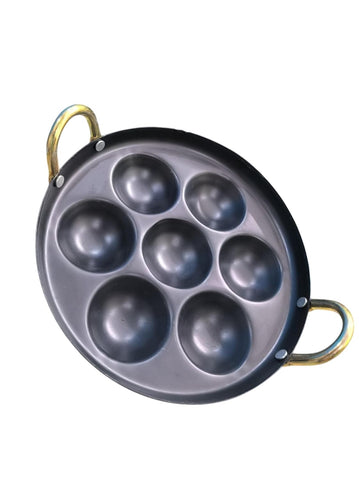 Iron Aapam Patra, Paniyaram, Paddu Maker (7 Pit) No.10 Paniarakkal Set