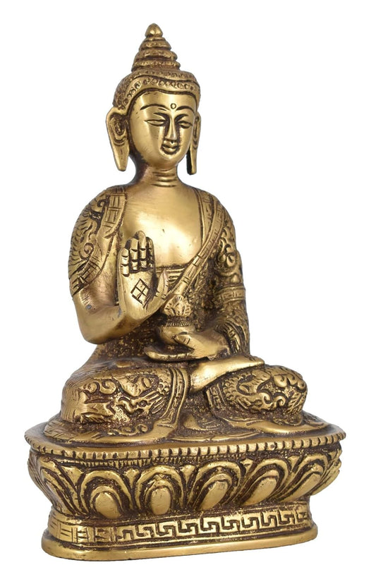 Agromech Brass Buddha Blessing Statue Idol for Home Decorative Showpiece