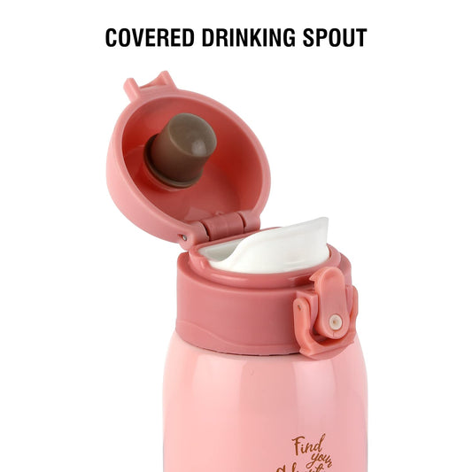 Cello Junior Stainless Steel Vacuum Insulated Double Walled Bottles | Hot & Cold Water Flask | Water Bottle for Kids Boys & Girls for School (275 ml | Peach | Bpa Free | Leak Spill Proof)
