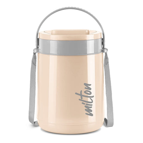 MILTON Classic Stainless Steel Tiffin With Lifter, 4 Container, 300 ml Each, Ivory | PU Insulated | Food Grade | Easy To Carry | Hot & Cold | Office | Outdoors | Food Grade, Cream
