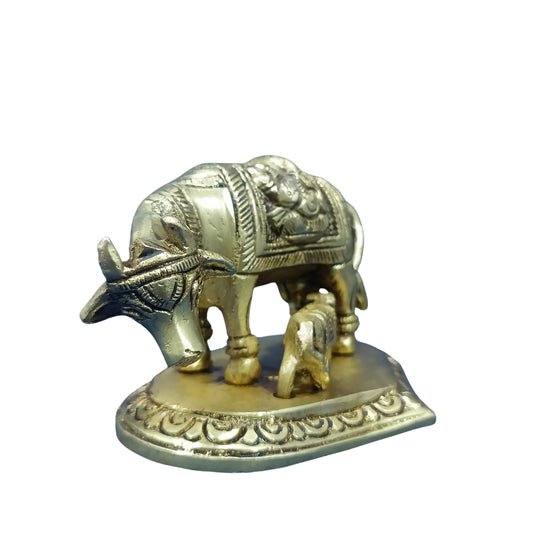 Pure Brass Cow with Calf Decorative Showpiece