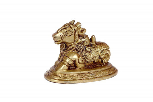 Brass Sri Nandi Idol / Murti For Puja Small Size, Decorative Showpiece - 6 cm