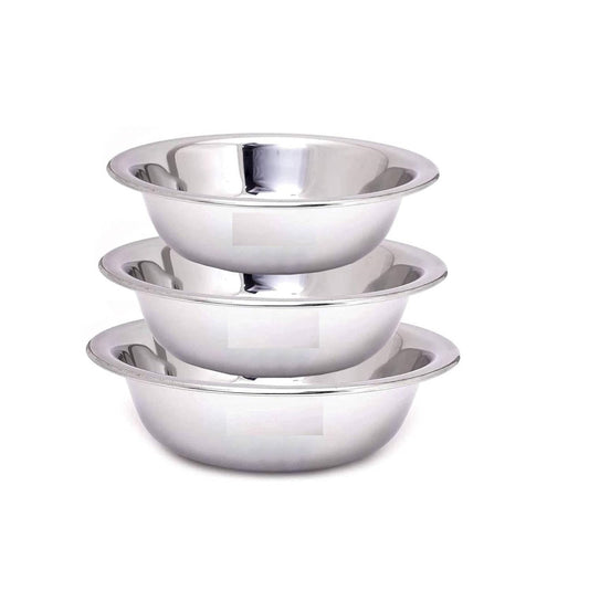 Stainless Steel Mixing Bowl Aata Parat (Pack of 3)