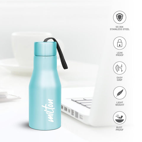 MILTON Super 500 Stainless Steel Water Bottle 475 ml, Single Walled, ISI Certified I Leak Proof Lid, Rust Proof I For School, Office, Gym I Multocolor