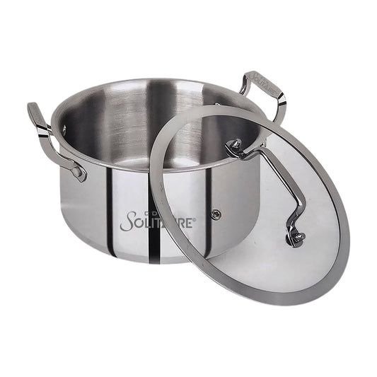 Elantra Triply Series Cookware Casserole 22 CM with Glass Lid Serve Casserole (1000 ml)