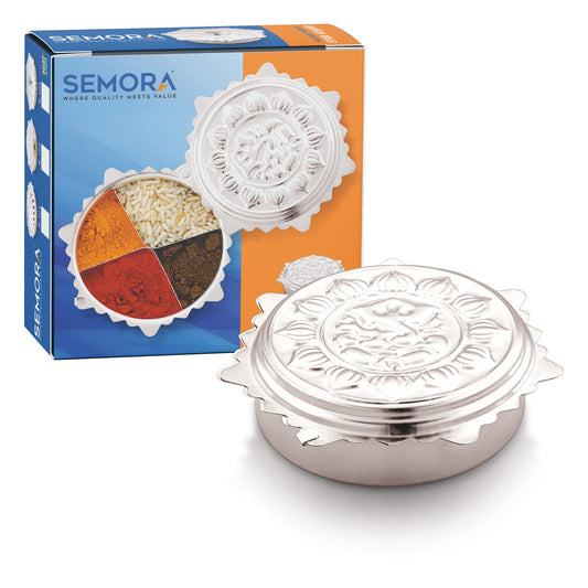 Semora Silver Bappa Koyari Halidi Kumkum Dabbi Box