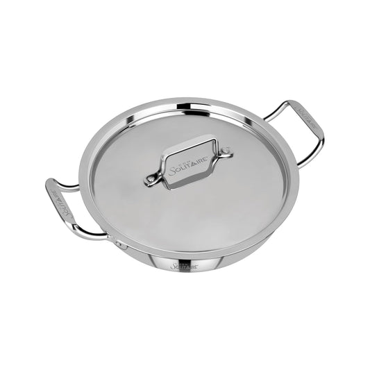 CDM Solitaire Elantra Triply Stainless Steel Kadhai 24cm with SS Lid  (Triply, Induction Bottom)