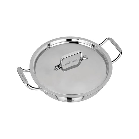CDM Solitaire Elantra Triply Stainless Steel Kadhai 24cm with SS Lid  (Triply, Induction Bottom)