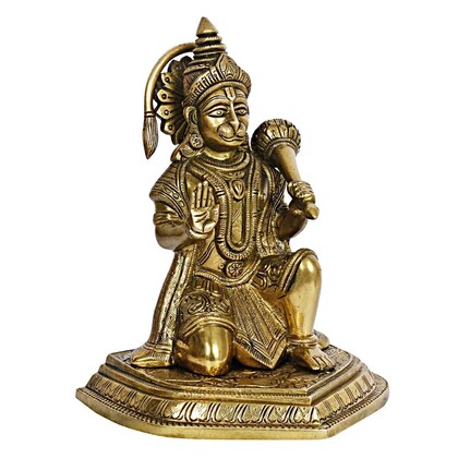 Agromech Brass Lord Hanuman Ji Sitting Blessing Idol