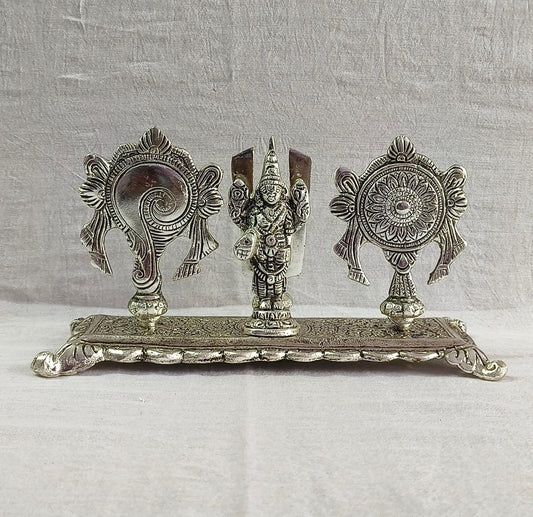 Tirupati Balaji Shankh Chakra Stand With Trishul Decorative Showpiece