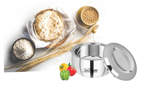 Hot Pot Double Wall Stainless Steel Belly Shape Plain Casserole Serve Casserole (2500 ml)