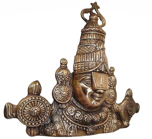 Idol of Lord Tirupati Balaji Lord Sri Venkateswara Balaji Face Wall Hanging Decorative Showpiece - 29 cm