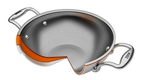 Stahl Triply Stainless Steel Artisan Kadhai with Lid, 4326, 26cm, 3.3-Liter, 1-Piece, Silver (1, 16)