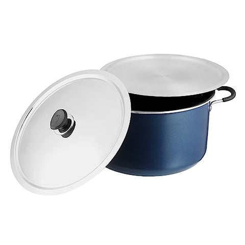 Vinod Zest Non Stick Dum Biryani Pot - 14 Litre, 32 cm | 4 mm Extra Thick | 3 Layer Coating | Metal Spoon Friendly | Bakelite Handle | Gas Base | 1 Year Warranty - Blue