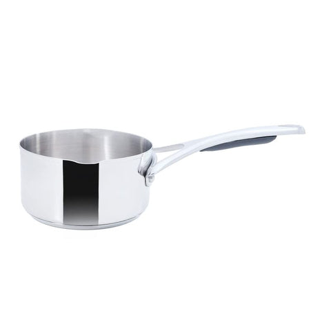 Meyer Select Nickel Free Stainless-Steel Open Milkpan | Tea pot| Milk Pot | Small Milk Pan with triply Base | Chai Pan | Mill pan for Cooking | Gas and Induction Compatible, 14cm/ 0.9 Liters, Silver