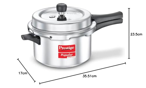 Prestige 4 Litre Aluminium Popular Svachh Outerlid Pressure Cooker|Deep Lid for spillage Control|Virgin Aluminium|Gas Compatible|Controlled Gasket Release System|5 years warranty|ISI Certified