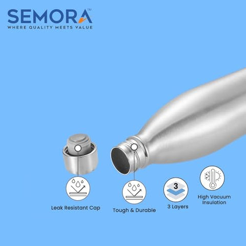 SEMORA SS PureFlow Hot & Cold/Vacuum Insulated Water Bottle 500ml