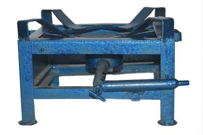 Metal Carbon Steel Manual Gas Bhatti/Stove (1 Burner, Blue, 12''X12'')