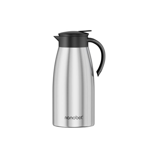 NANOBOT KETTL 1500mL Vacuum Insulated Plain Stainless Steel Teapot | Hot & Cold Coffeepot | Press & Pour Lid | Leak-Proof, BPA-Free | Tea, Coffee, Office, Home & Travel Use | Eco-Friendly Reusable