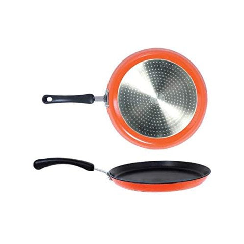 Meyer Non Stick Aluminium Dosa Tawa | Dosa tawa Induction Base | Nonstick Flat Dosa Tawa | Nonstick pan | Dosa Tawa with Single Handle, 24cm/3mm Thick, Orange