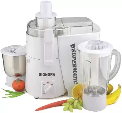 Signora Supermatic plus (juicer, mixer, grinder) 940 Juicer Mixer Grinder (2 Jars, White, Silver)