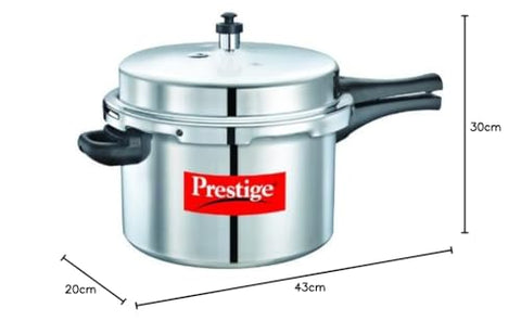 Prestige 8.5 Litre Aluminium Popular Outerlid Pressure Cooker|Virgin Aluminium|Gas Compatible|Controlled Gasket Release System|Metallic Safety Plug|5 years warranty|ISI Certified