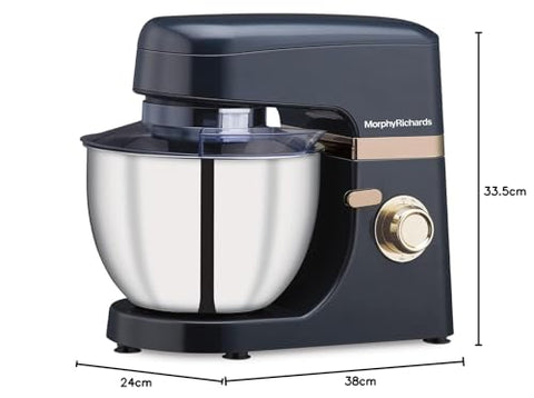Morphy Richards Melange 800W Stand Mixer| 5L SS Bowl | Multi purpose functioning - Mixing, Beating, Kneading, Whisking| 8-Speed Level|Heavy Duty Motor |2-Yr Warranty【Navy Blue & Rose Gold】