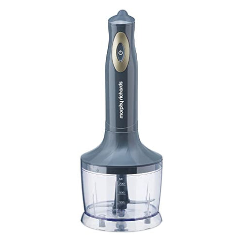 Morphy Richards Pronto Plus Hand Blender 300W |DC Motor | Silent Operation|Detachable SS Shaft | 700ml Chopper Bowl | Multipurpose Blending, Easy Grip |Ergonomic Design | 2-Yr Warranty【Grey】