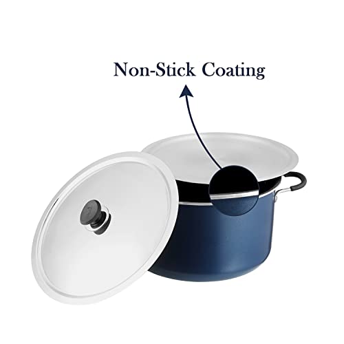 Vinod Zest Non Stick Dum Biryani Pot - 14 Litre, 32 cm | 4 mm Extra Thick | 3 Layer Coating | Metal Spoon Friendly | Bakelite Handle | Gas Base | 1 Year Warranty - Blue