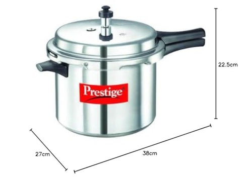 Prestige Popular Aluminium Outer Lid Pressure Cooker, 6.5 Litres (10024) - Silver