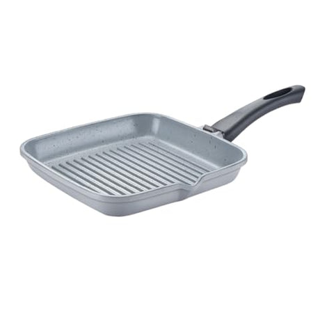 Prestige Ceraglide Die Cast Aluminium Ceramic Square Grill Pan 24cm Grey|3 Layer Easy Release Coating|Works on Gas & Induction|Extra Thick Heavy Base|Stain Resistant|Cool Touch Handle|1 Year Warranty