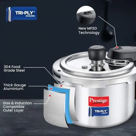 Prestige Svachh 1.5 Litre Pressure Cooker - Deep Lid Spillage Control