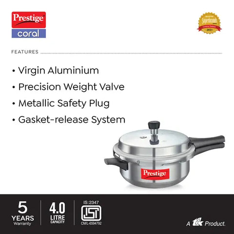 Prestige Popular Virgin Aluminium Senior Deep Pan Pressure Cooker, 6 L (Silver)