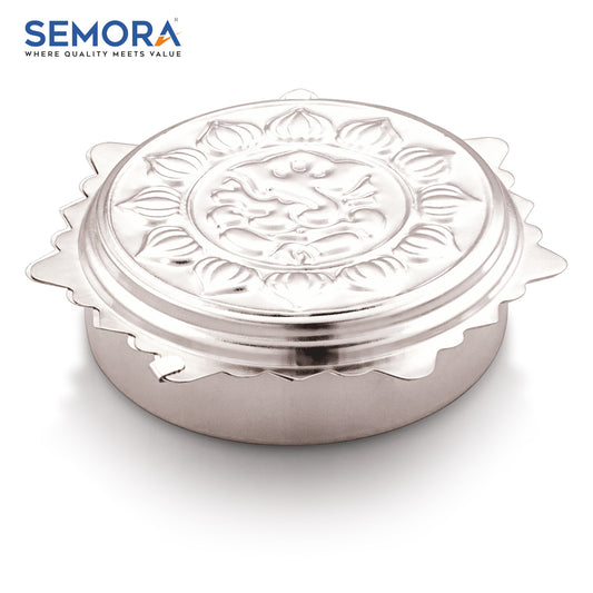Semora Silver Bappa Koyari Halidi Kumkum Dabbi Box