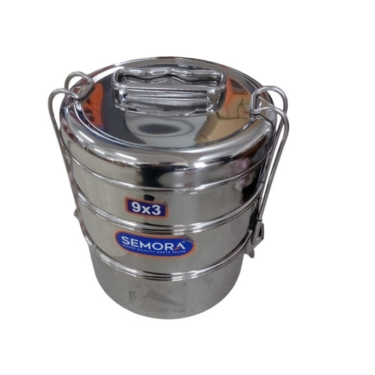 Stainless Steel Perfect for Office, Kids School Tiffin Box 3 Containers(9x3)