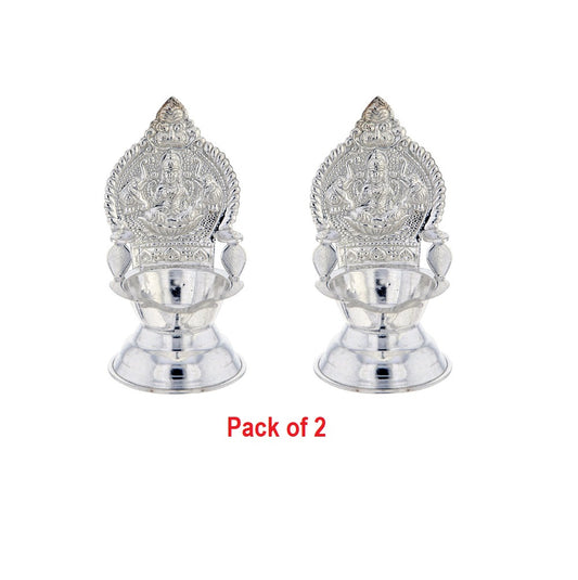 SIlver Plated Kamakshi Deepam/Diya For Pooja Silver Plated (Pack of 2)