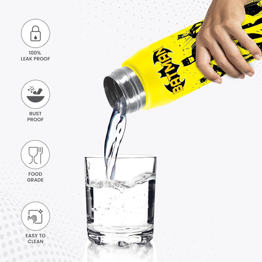 MILTON Handy Design 850 Stainless Steel Sipper Water Bottle 780 ml, Single Walled, ISI Certified I Leak Proof Lid, Rust Proof I For School, Office, Gym I Yellow (LOONEY TUNES)