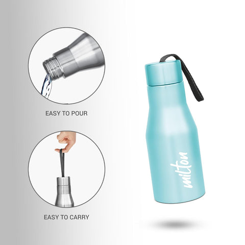 MILTON Super 500 Stainless Steel Water Bottle 475 ml, Single Walled, ISI Certified I Leak Proof Lid, Rust Proof I For School, Office, Gym I Multocolor