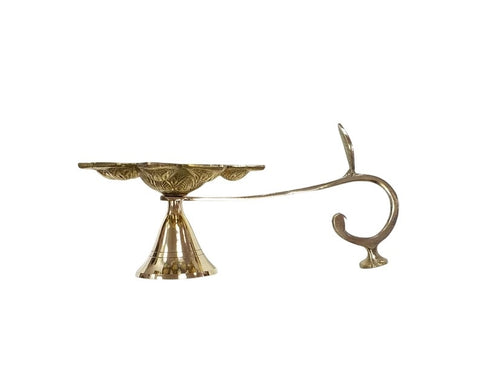 Brass Punch Aarti Diya/Deepak, 9 Batti & 1 Big Batti Aarti, Brass Table Diya Set
