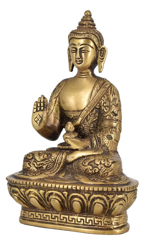 Agromech Brass Buddha Blessing Statue Idol for Home Decorative Showpiece
