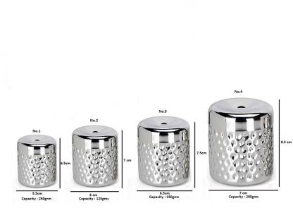 Semora Stainless Steel Tea Coffee & Sugar Container - 100 ml, 125 ml, 150 ml, 200 ml  (Pack of 4, Silver)