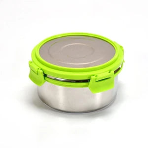 Sorabh Round Stainless Steel Tiffin Lunch Box with 4 Side Clip Lock Air Tight 1 Containers Lunch Box