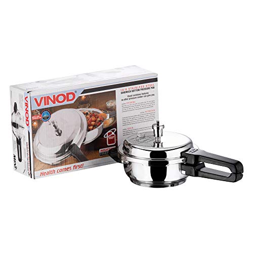 Vinod Stainless Steel Pressure Cooker 6 Litres | Also use as Deep Fry pan | Sandwich Bottom | Induction and Gas Stove Friendly | 2 Years Warranty | ISI and CE certified | Silver